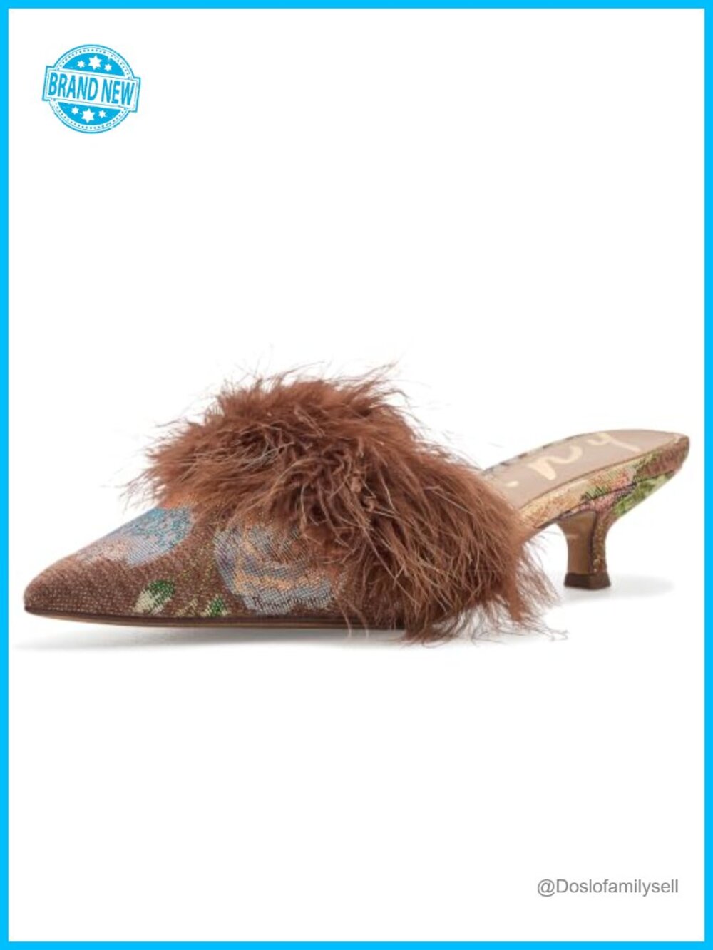 Pointed Toe Kitten Heel Fluff Mule Slip-On Dress Shoe